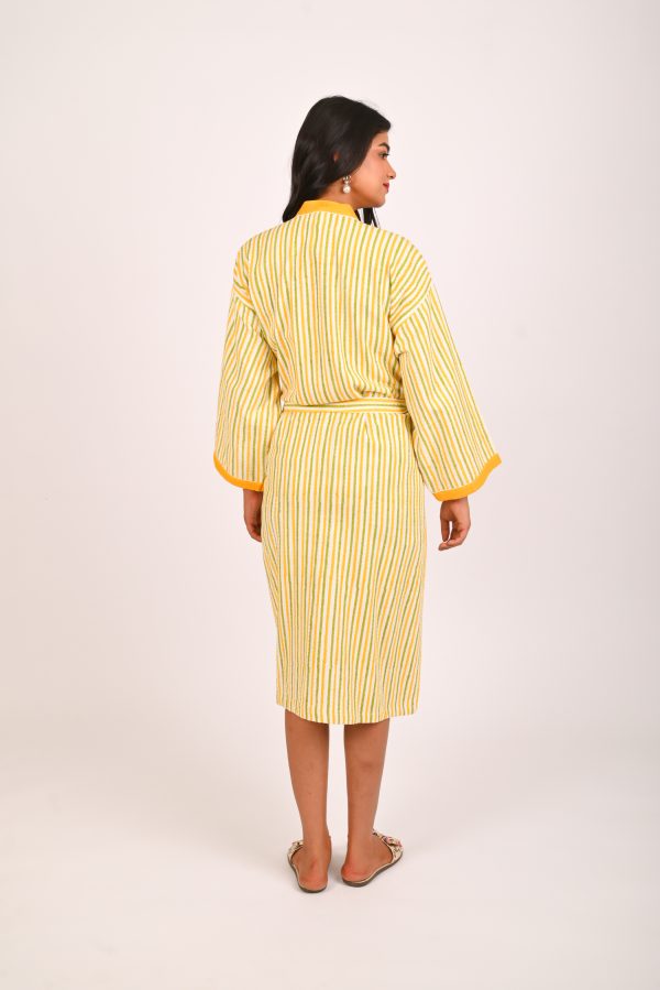 Alpine Yellow Block Printed Bathrobe - Image 4