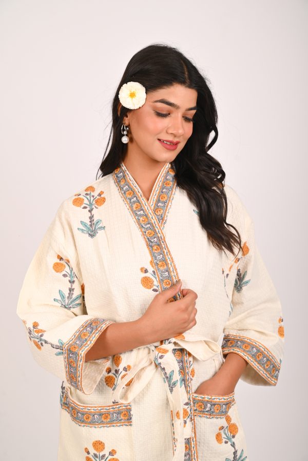 Mariegold Block Printed Bathrobe - Image 4
