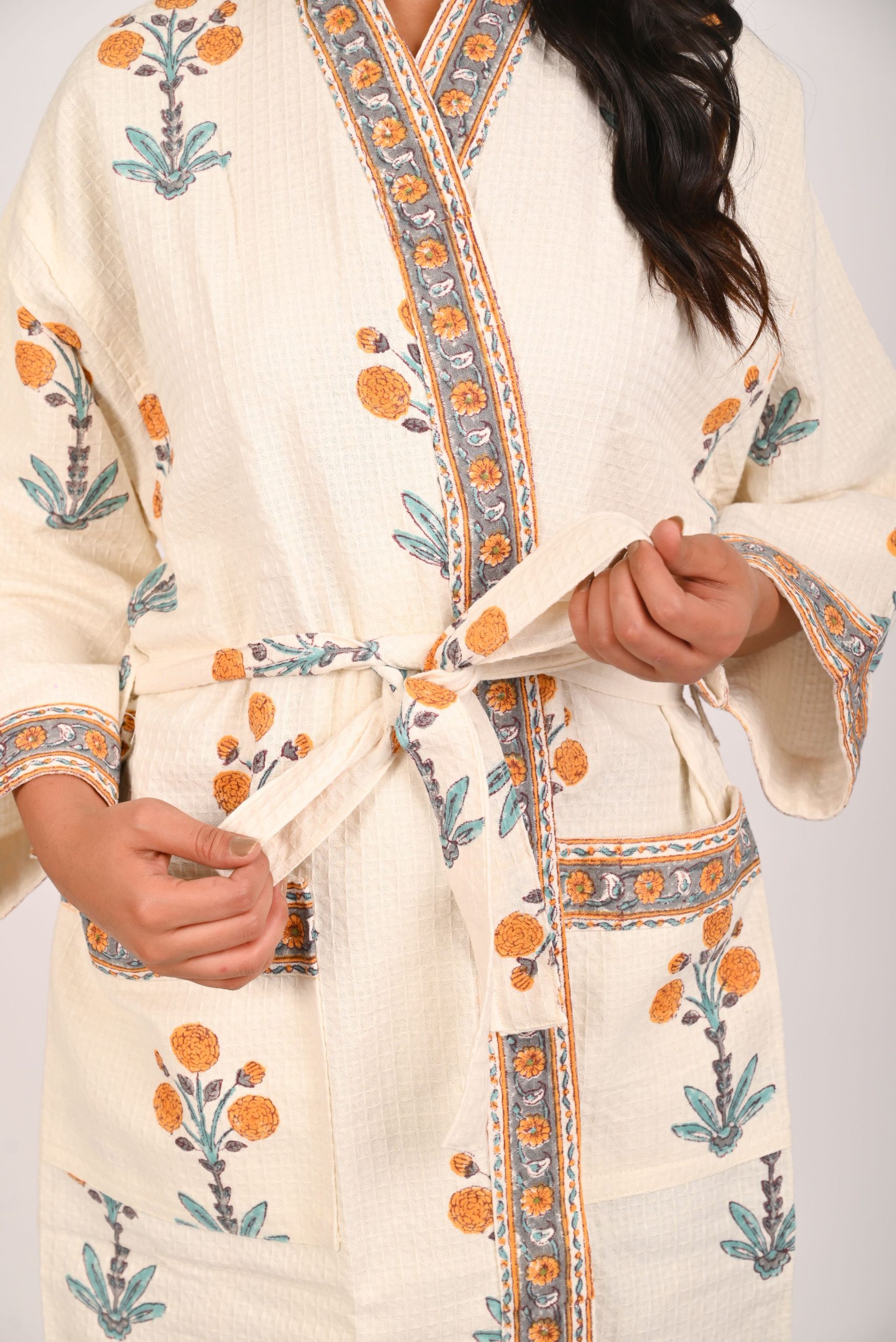 Mariegold Block Printed Bathrobe - Image 2