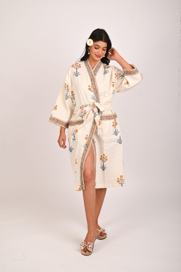 Mariegold Block Printed Bathrobe