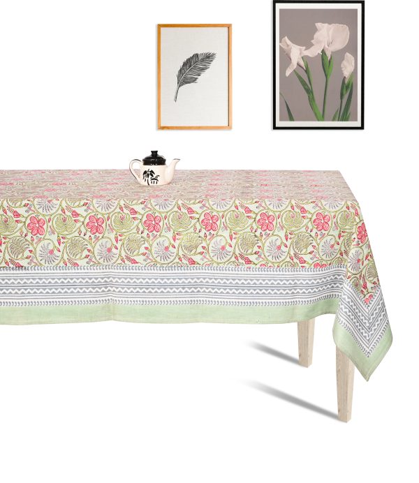 Grated Green Block Printed Table Cover
