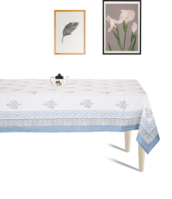 Smoke Blue Block Printed Table Cover