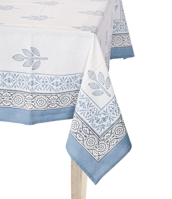 Smoke Blue Block Printed Table Cover - Image 3