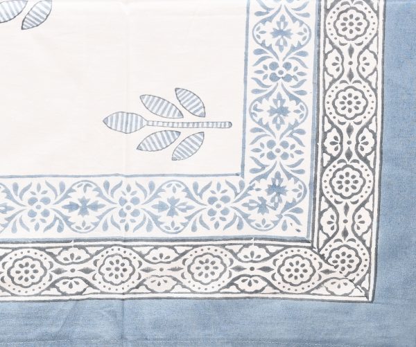Smoke Blue Block Printed Table Cover - Image 2