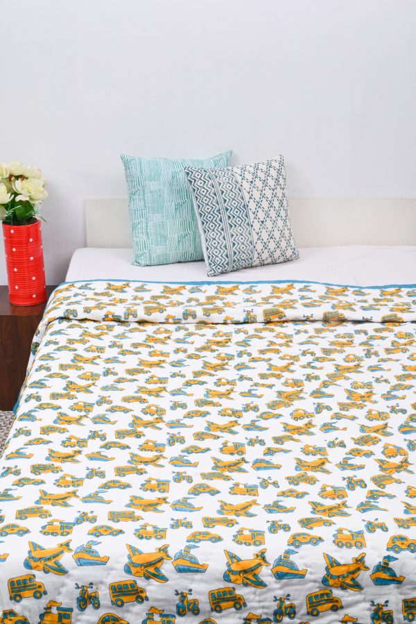 Blue Transport Block Printed Dohar - Image 2