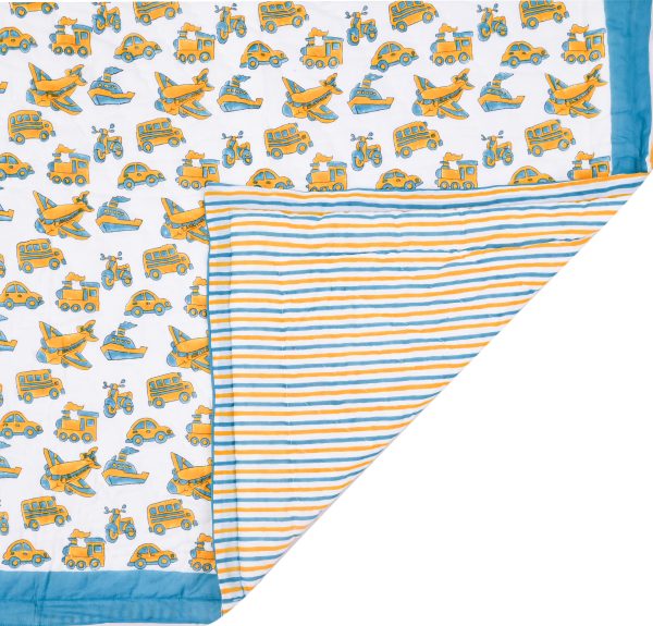 Blue Transport Block Printed Dohar - Image 3