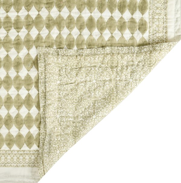 Wood Box Block Printed Cotton Quilt - Image 3