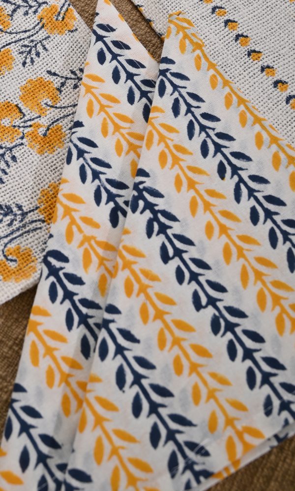 Ollie Gold Hand Block Printed Placemat & Napkin Set - Image 2