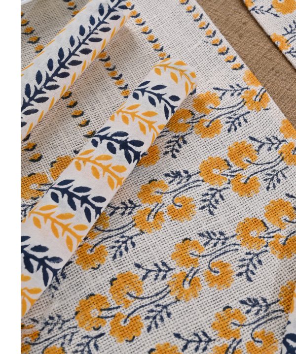 Ollie Gold Hand Block Printed Placemat & Napkin Set - Image 3