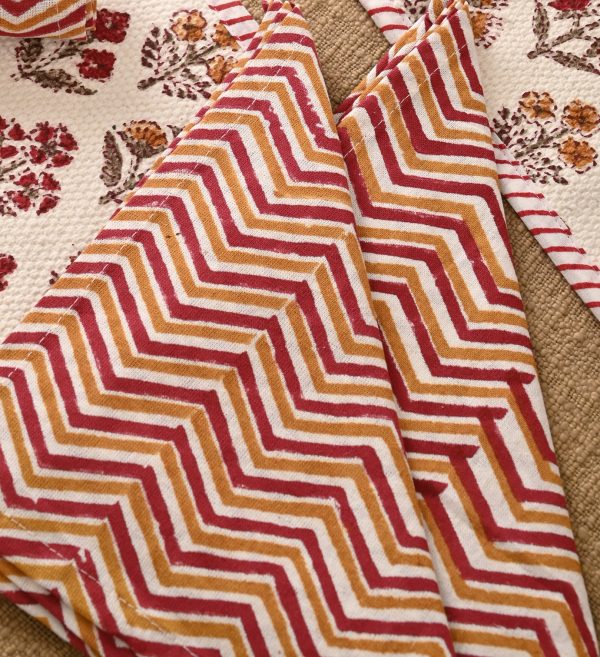 Rose Of Sharon Block Printed Placemat & Napkin Set - Image 3