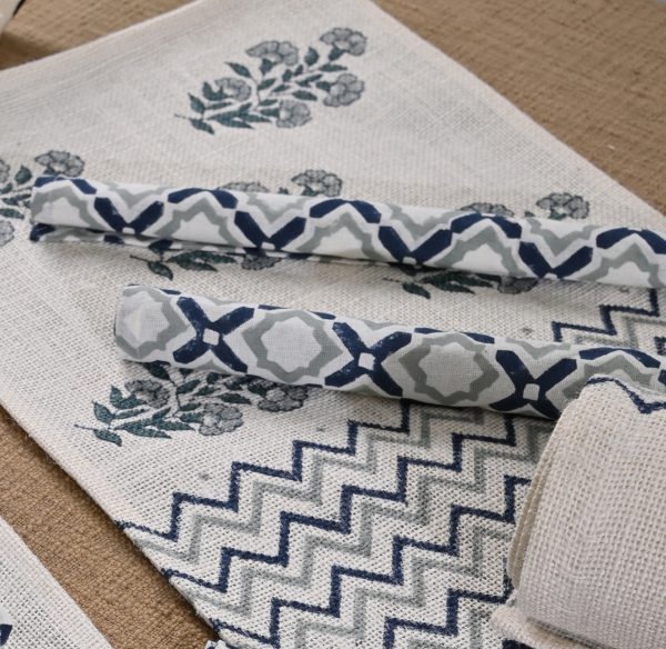 Fortune Cooking Hand Block Printed Placemat & Napkin Set - Image 2