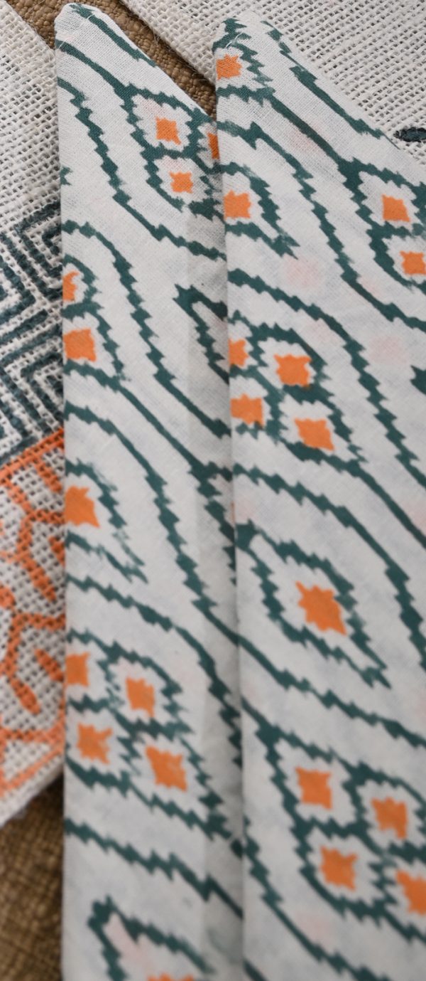 Woodford Hand Block Printed Placemat & Napkin Set - Image 3