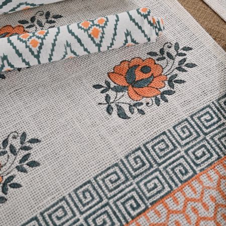 Woodford Hand Block Printed Placemat & Napkin Set - Image 2