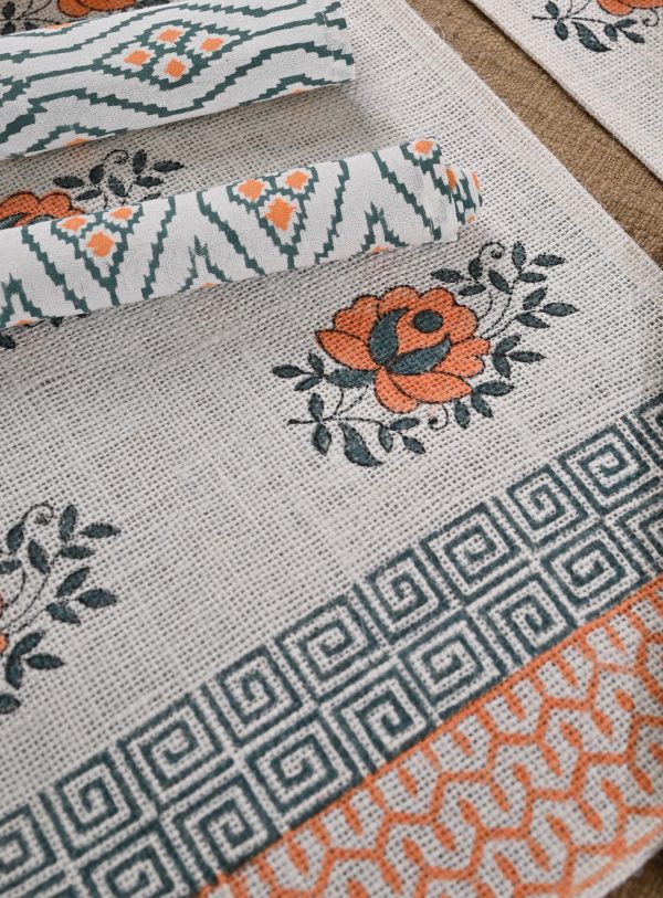 Woodford Hand Block Printed Placemat & Napkin Set - Image 2