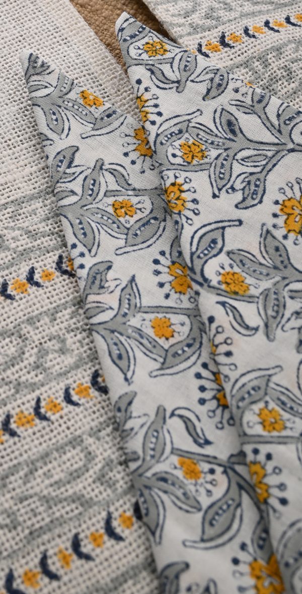 Soft Flutter Hand Block Printed Placemat & Napkin Set - Image 3