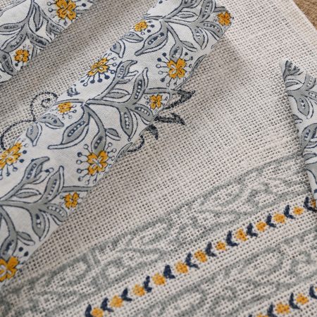 Soft Flutter Hand Block Printed Placemat & Napkin Set - Image 2