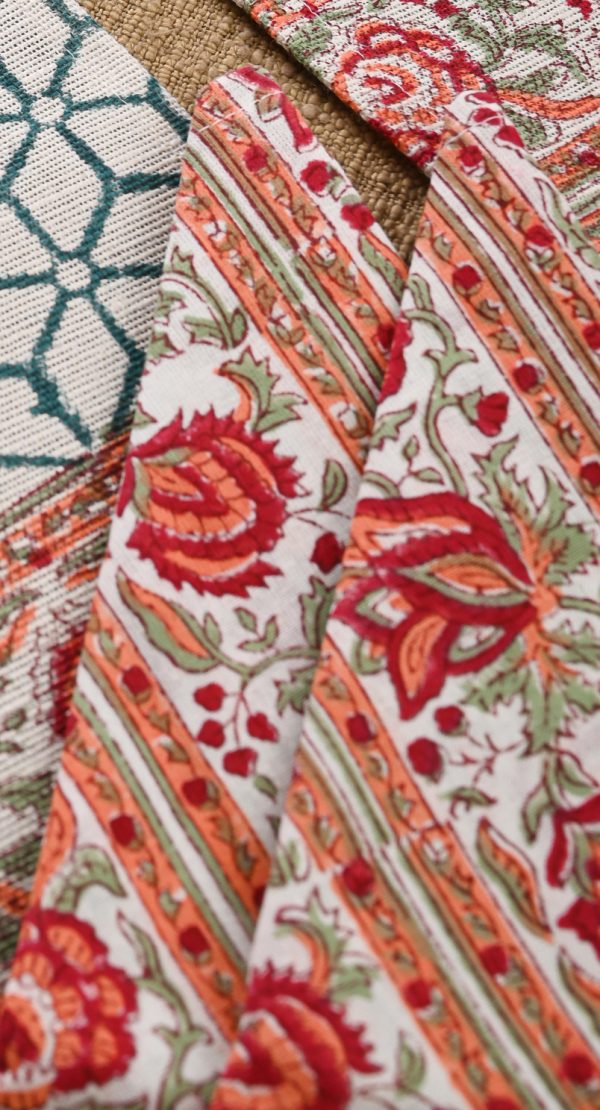 Sun Glint Hand Block Printed Placemat & Napkin Set - Image 3