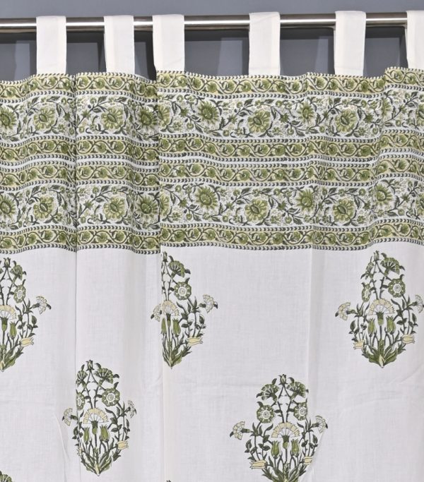 Neptune Green Hand Block Printed designer voile curtain - Image 2