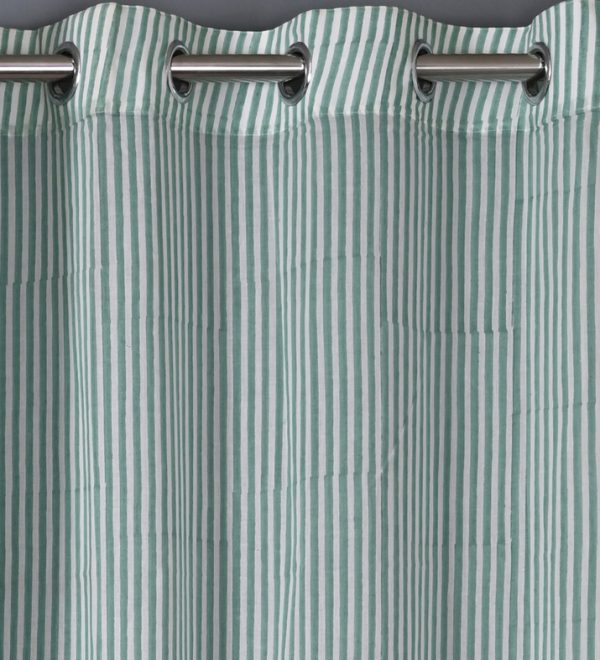 Scuba Green Hand Block Printed designer voile curtain - Image 3
