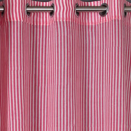 Beetroot Pink Hand Block Printed designer voile curtain - Image 2