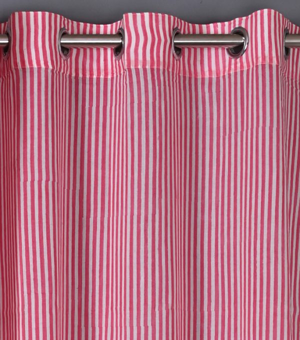 Beetroot Pink Hand Block Printed designer voile curtain - Image 2