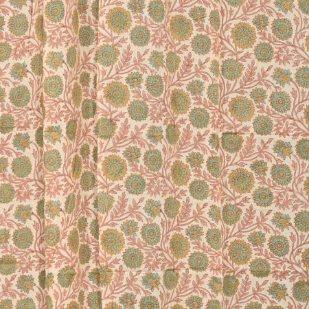 Pureed Pumpkin Hand Block Printed designer chanderi curtain - Image 3