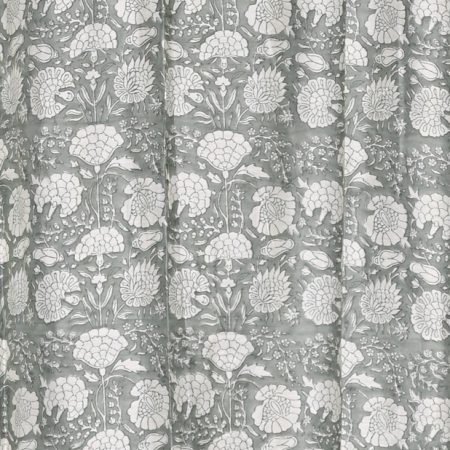 Green Moss Hand Block Printed designer chanderi curtain - Image 3