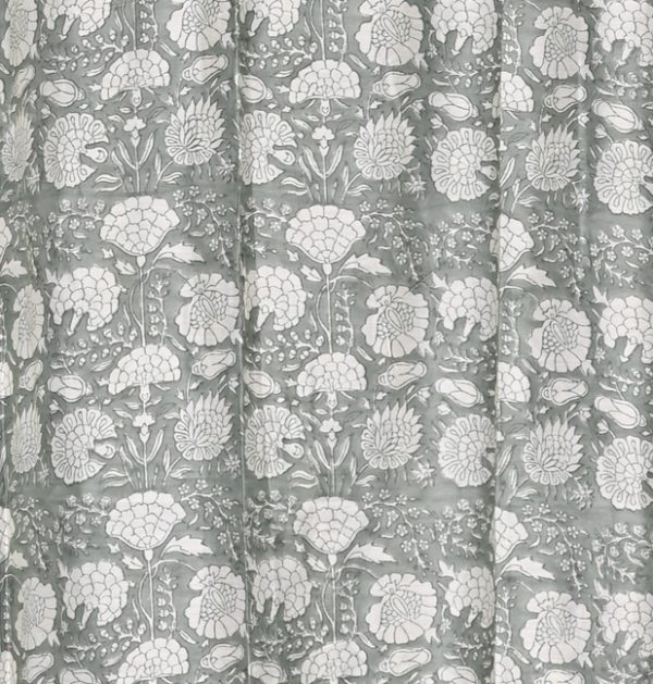 Green Moss Hand Block Printed designer chanderi curtain - Image 3