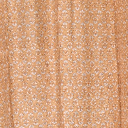 Pale Lime Yellow Hand Block Printed designer chanderi curtain - Image 2