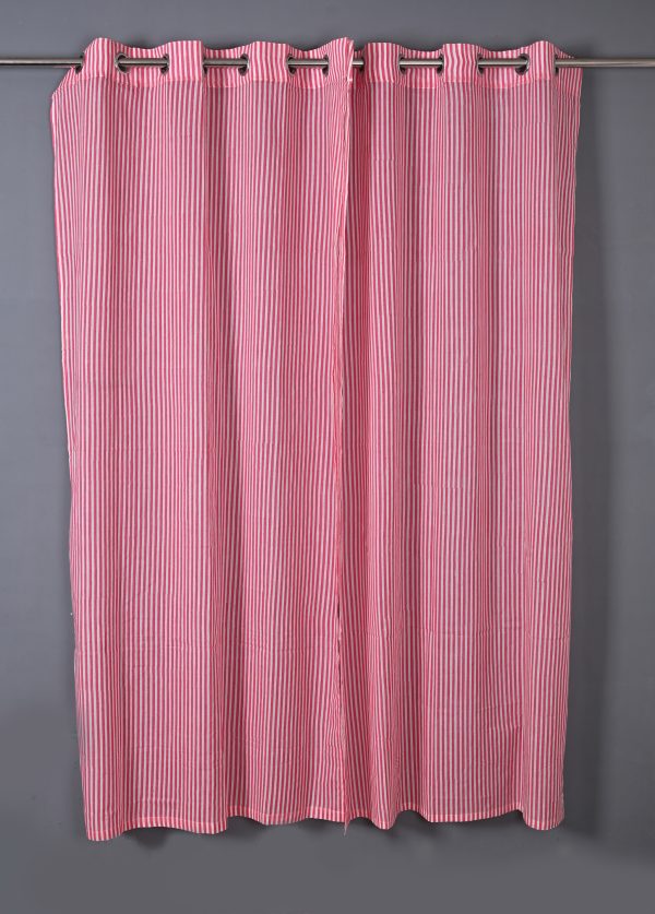 Beetroot Pink Hand Block Printed designer voile curtain