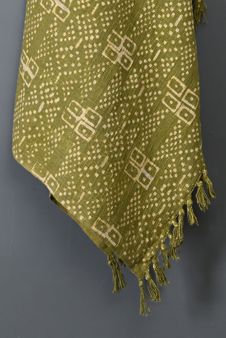 Lingering Blue Block Printed Cotton Jute Throws - Image 2