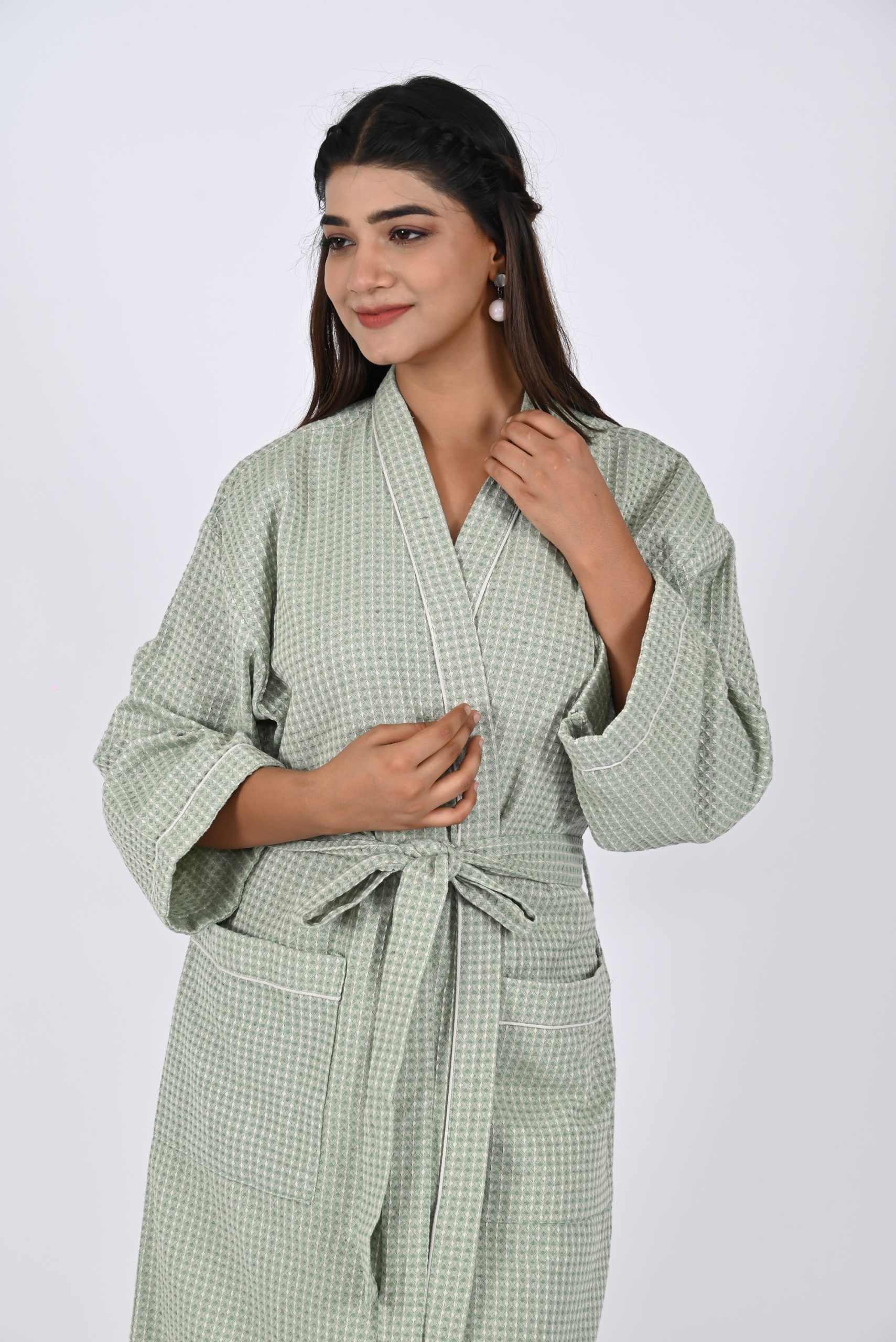Forest Shade Block Printed Bathrobe