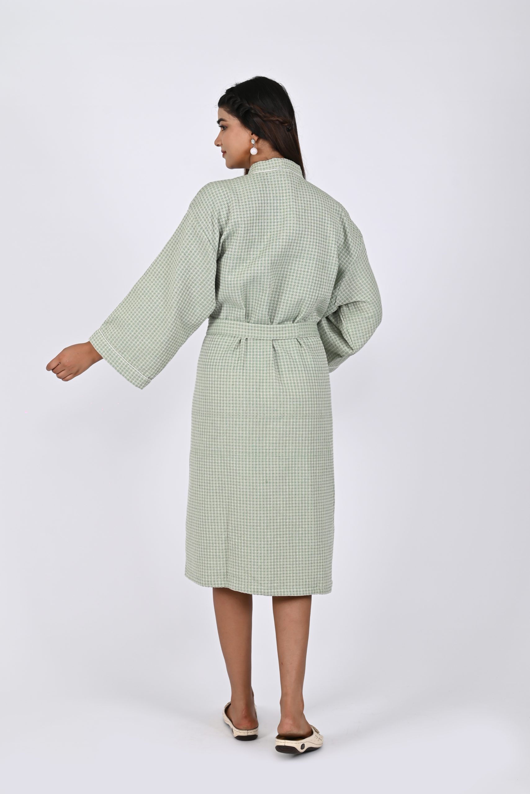 Forest Shade Block Printed Bathrobe - Image 3