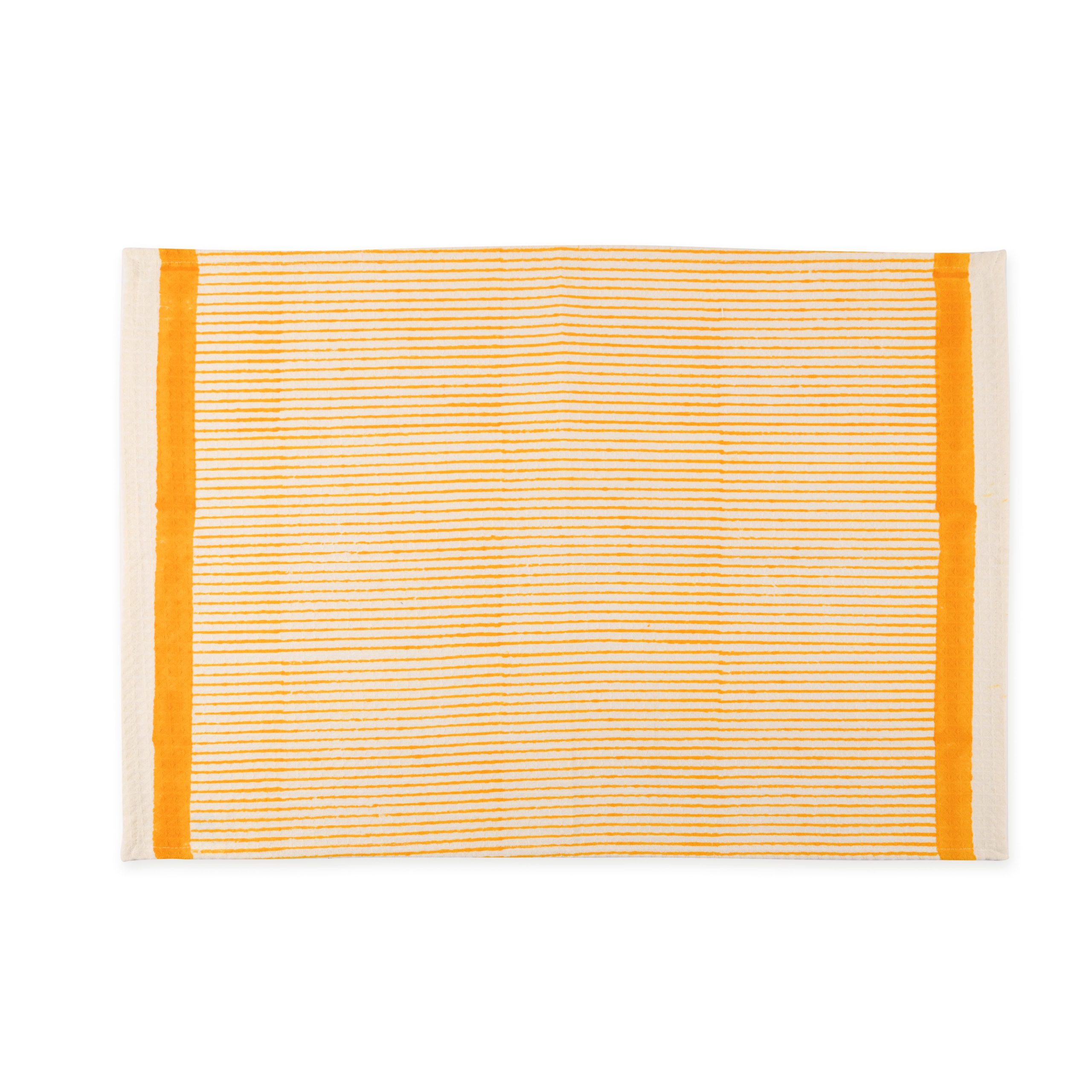Yellow Linear Hand Block Printed Hand Towels - Image 2