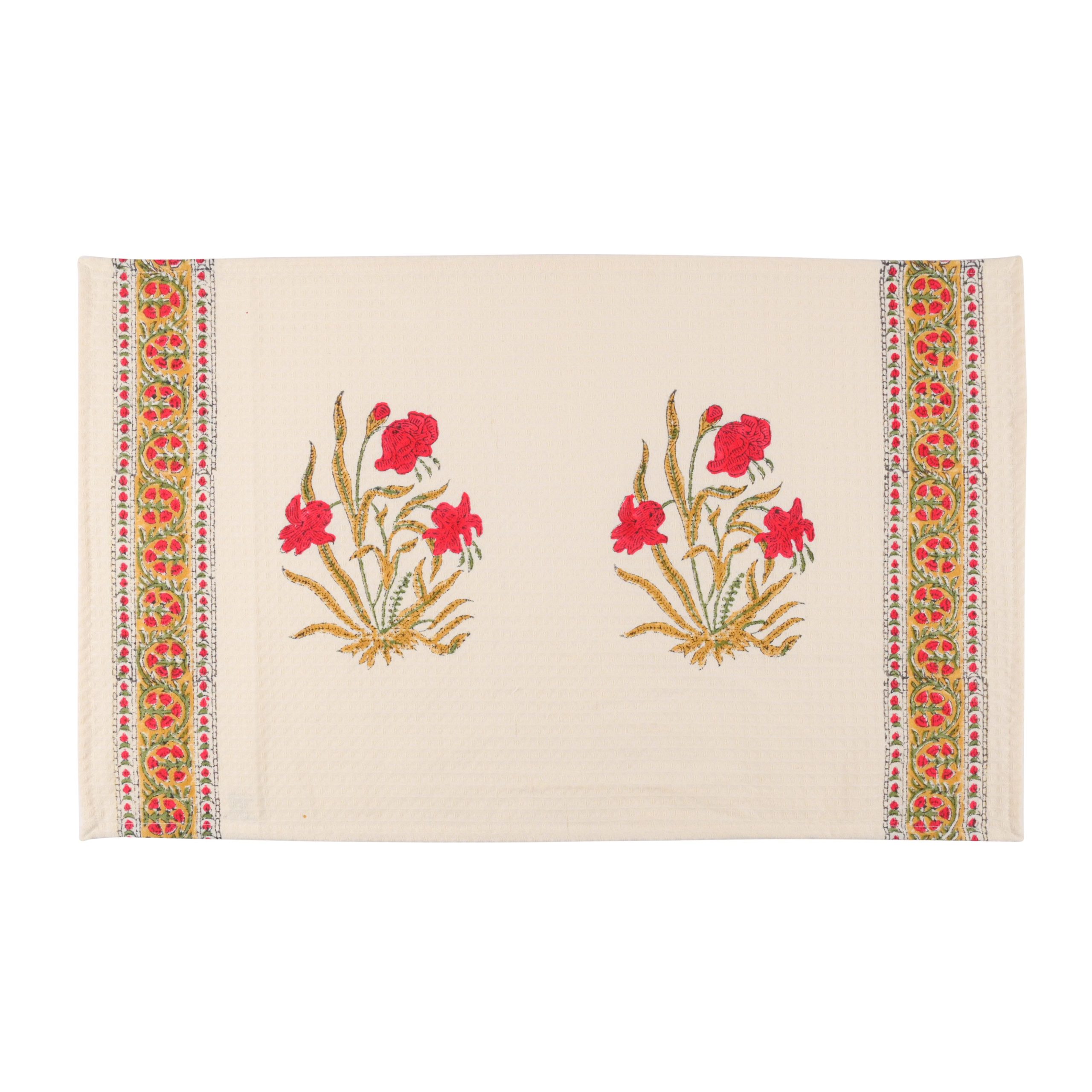 Spring Leaf Hand Block Printed Hand Towel - Image 2