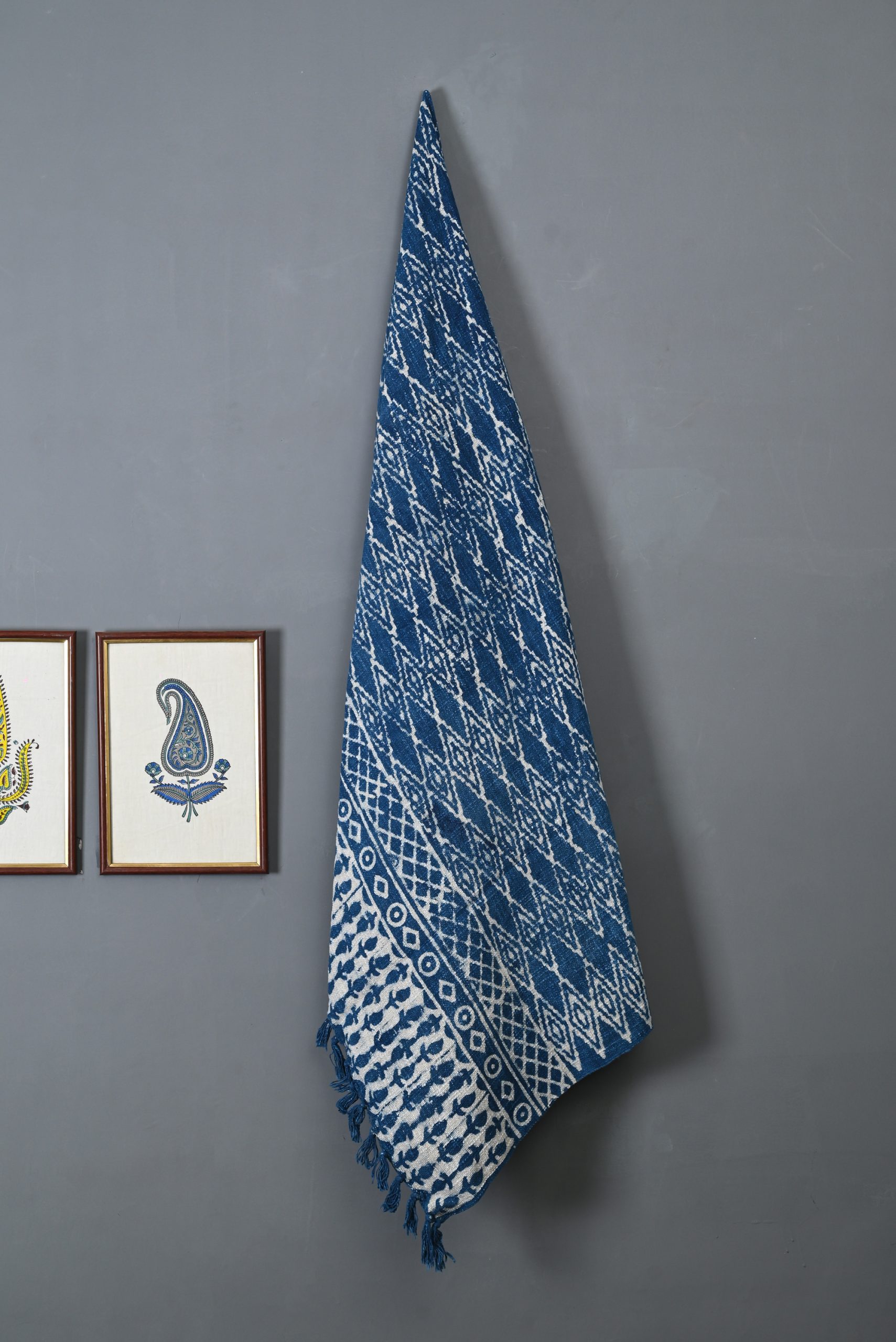 Shocking Blue Block Printed Cotton Jute Throws