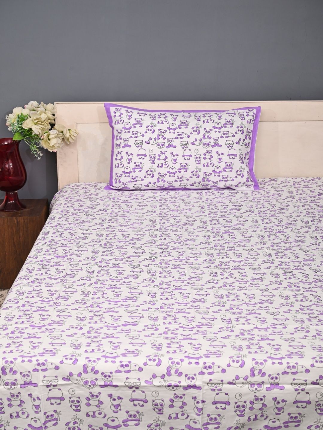 Alpine Lavender Block Printed Bedsheet