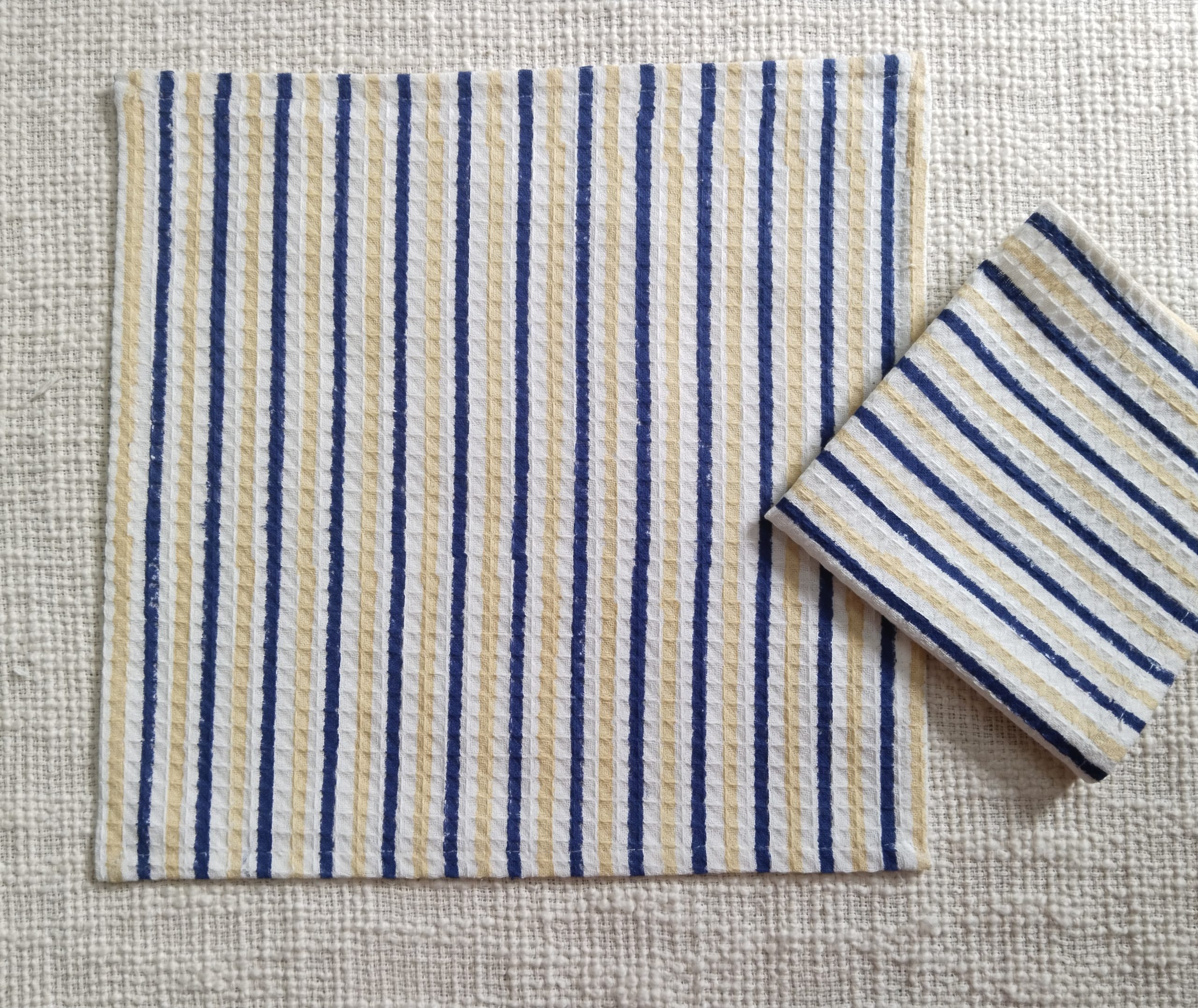 Blue Fizzy Block Printed Face Towels - Image 2