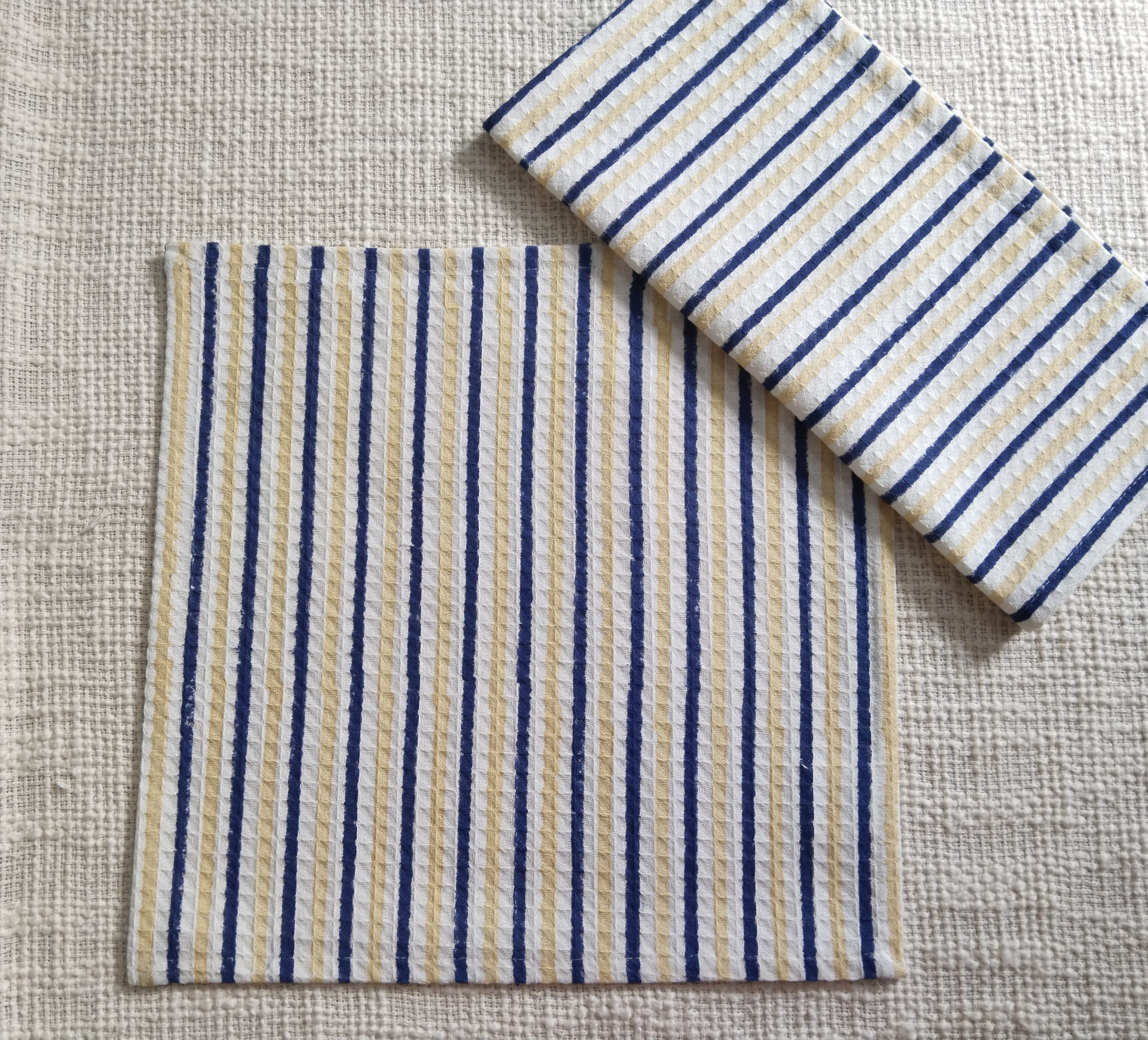 Blue Fizzy Block Printed Face Towels - Image 3