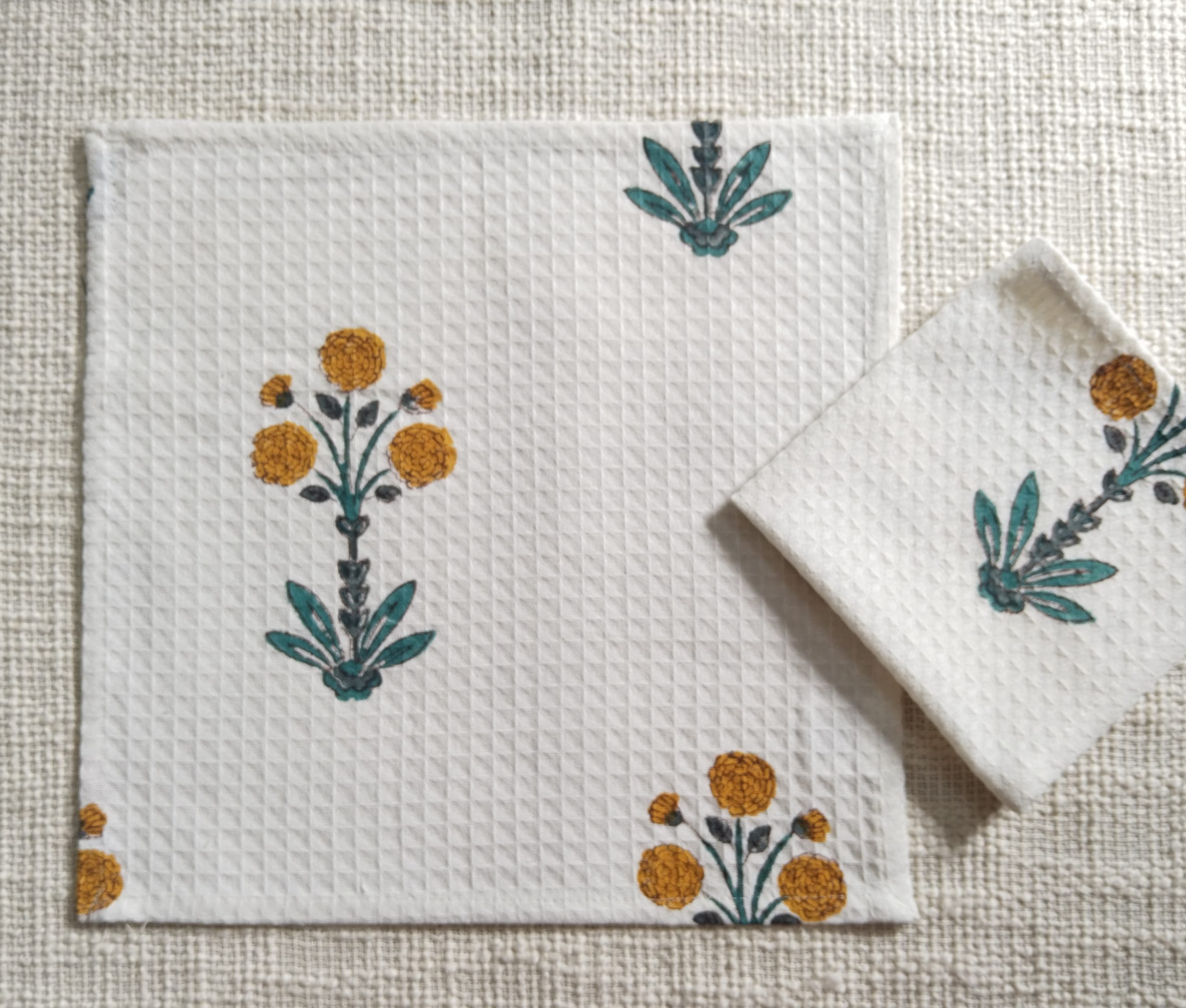 Mariegold Block Printed Face Towels - Image 2