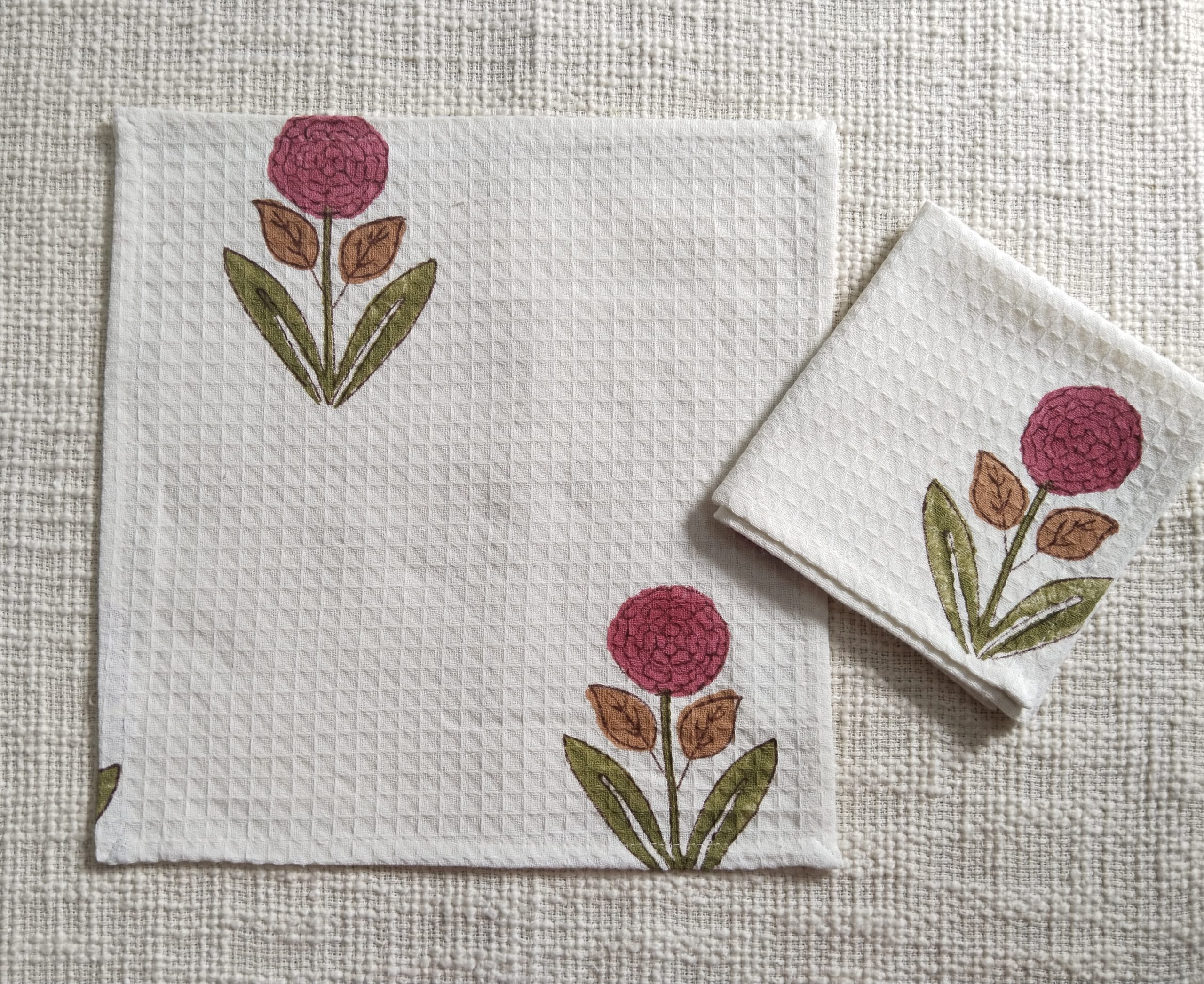 Poppy Block Printed Face Towels - Image 2