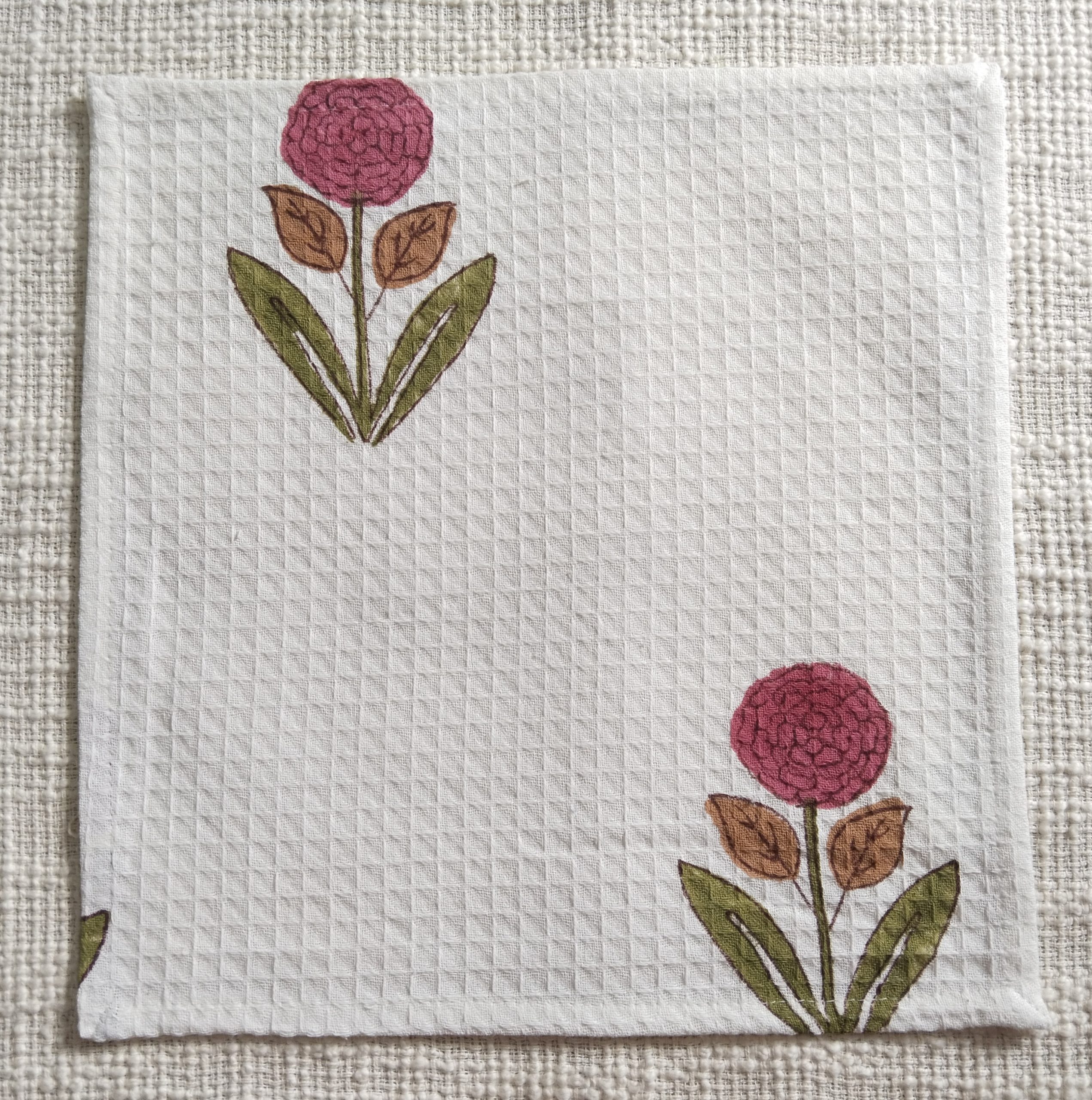 Poppy Block Printed Face Towels