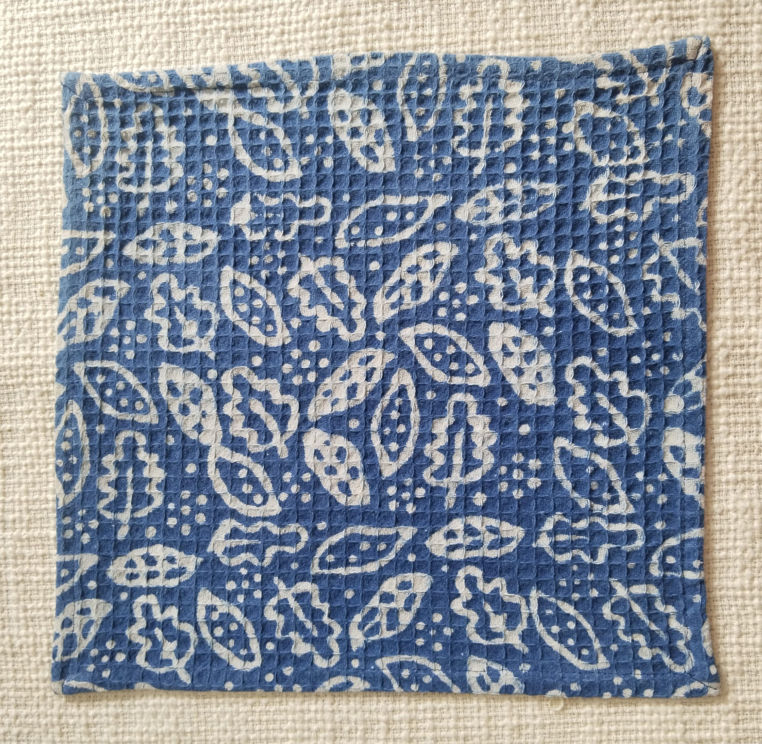 Blue Lilac Block Printed Face Towels