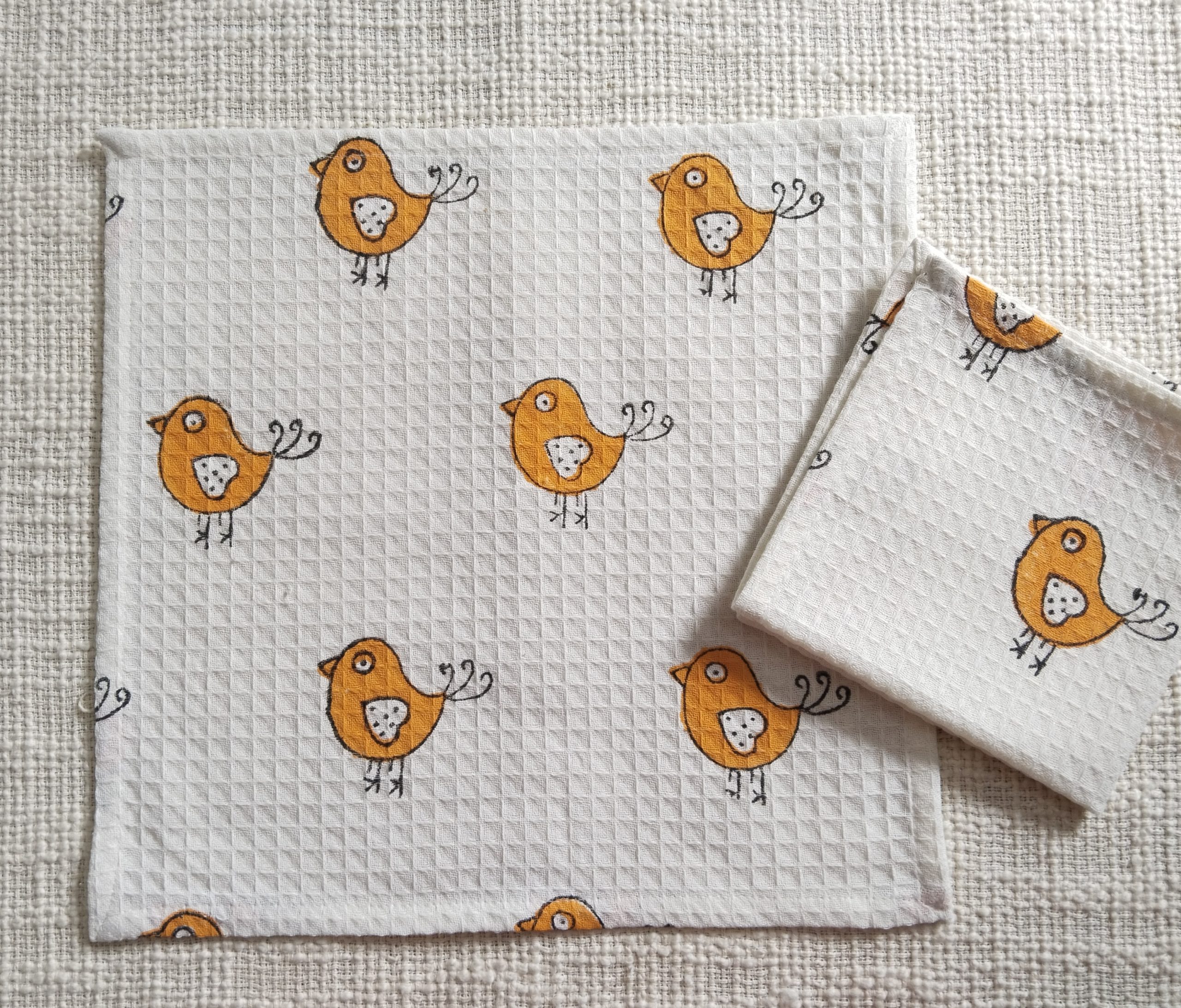 Orange Coco Block Printed Face Towels - Image 2